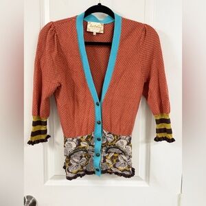 Anthropologie’s LiaMolly Colorful Button-Up Cardigan with Floral Accents